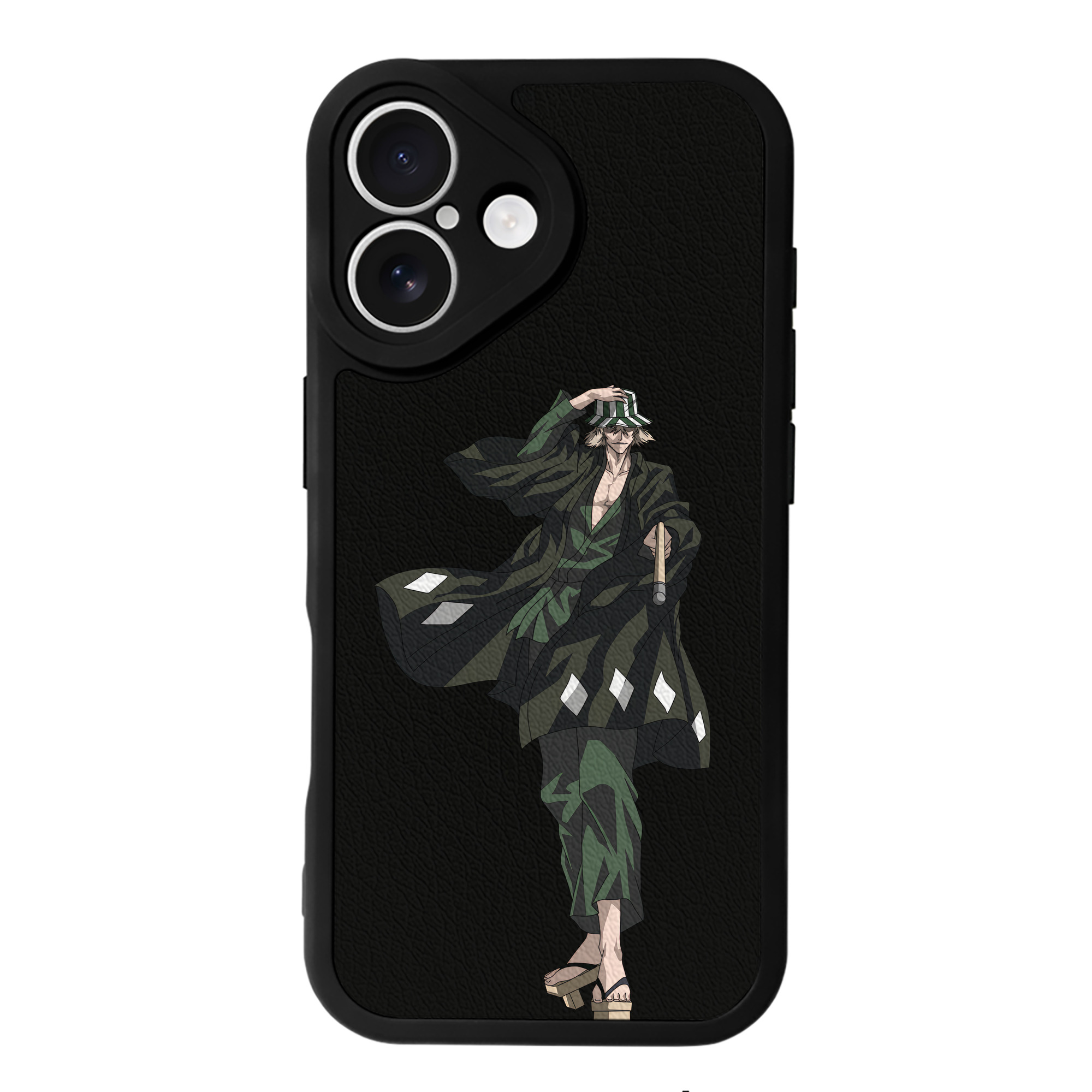 （画像用） "ブリーチ 浦原 喜助（うらはら きすけ） BLEACH Urahara Kisuke " 【iPhone 16シリーズ対応】シリコンスマホケース（レザー調） 材質：シリコン
